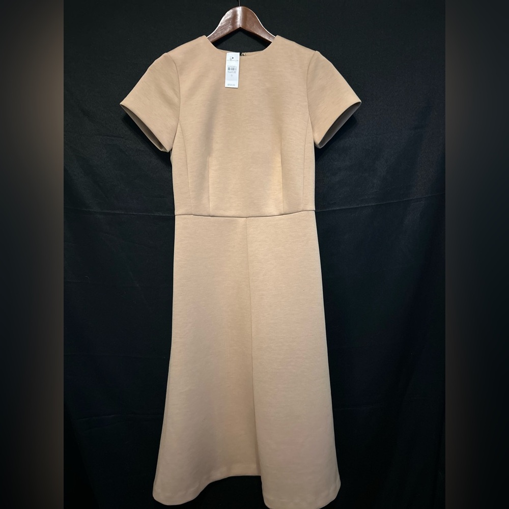 ANN TAYLOR Women Size 0 Light Brown Knee Length Short Sleeve Sheath Dress NWT